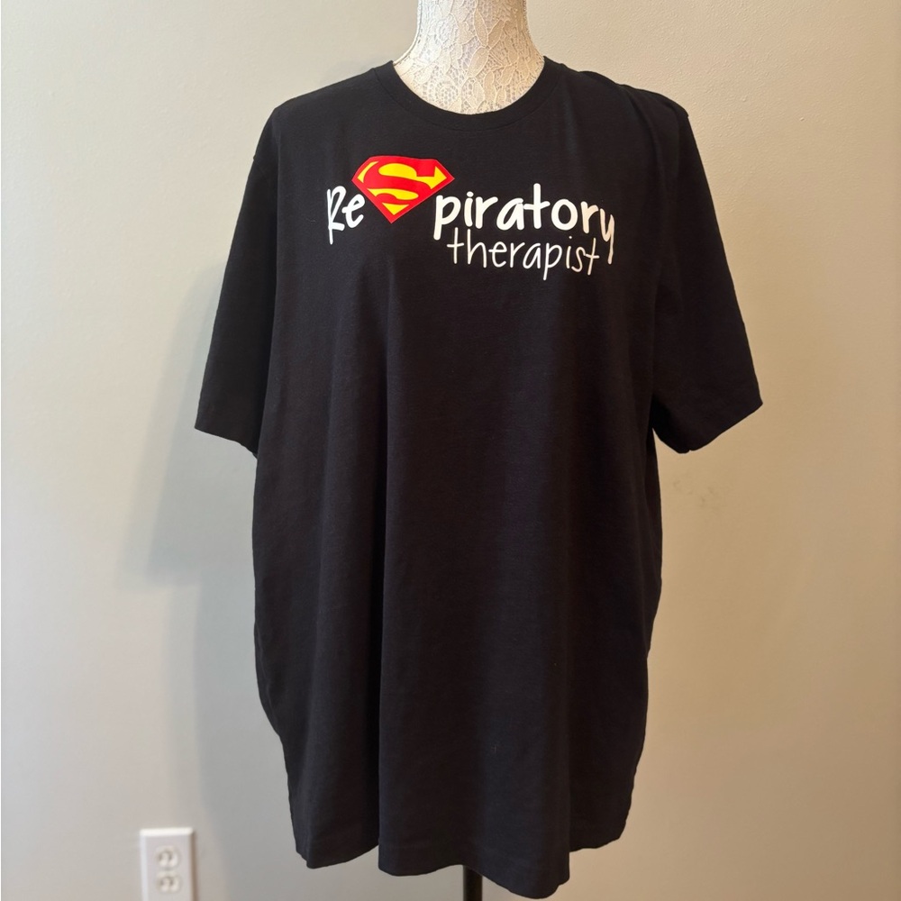 Bella Canvas Black SuperMan Respiratory Therapist Tee